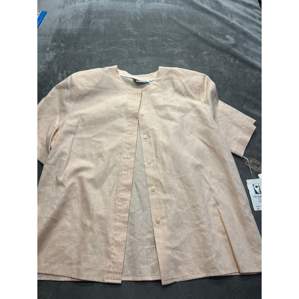 Prophecy Womens Coral Pink Linen Cotton Blend Button Front Blouse Size 16 NWT